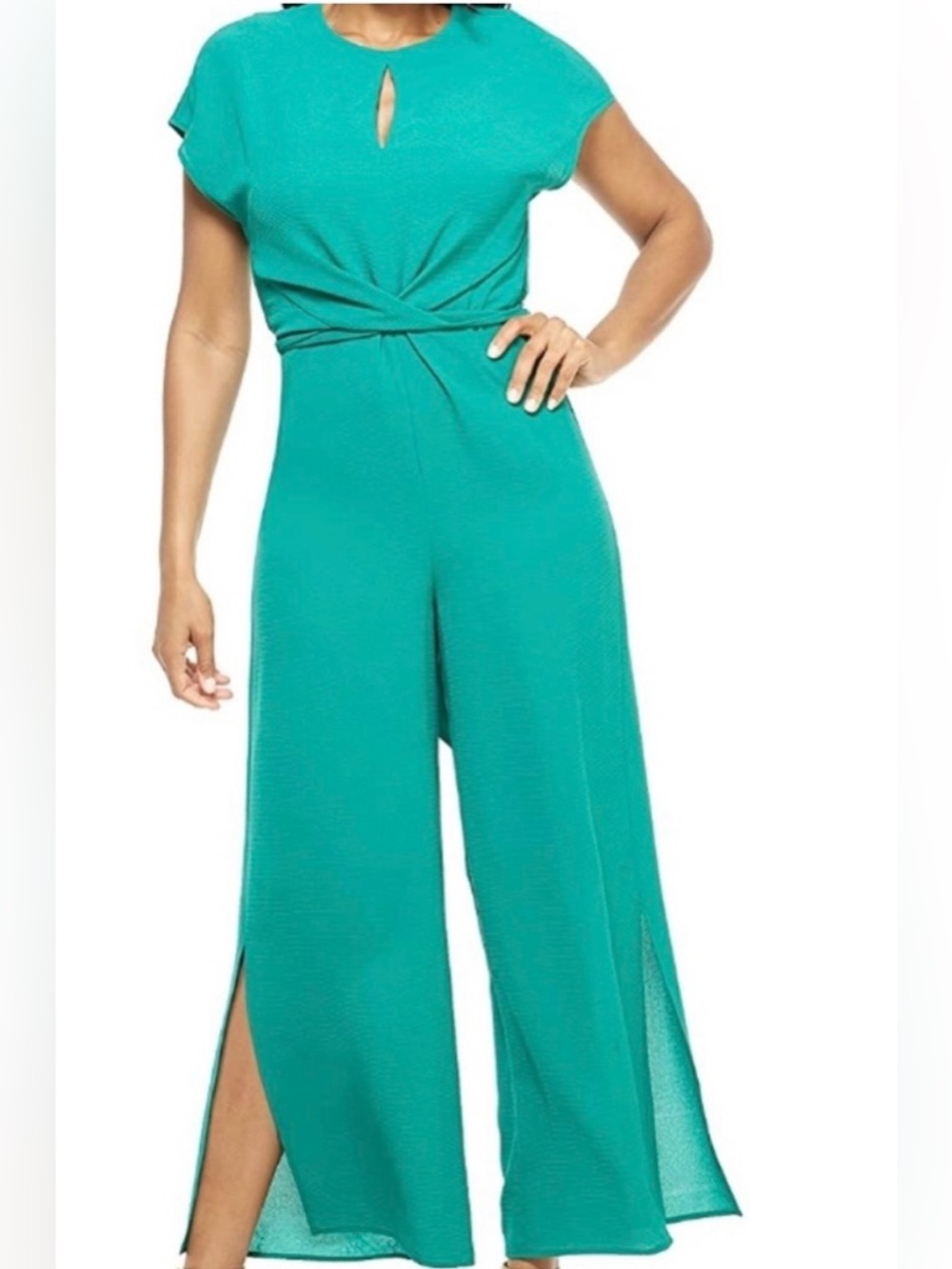 London Times ladies Emerald short sleeve wrap summer jumpsuit NWT size 10